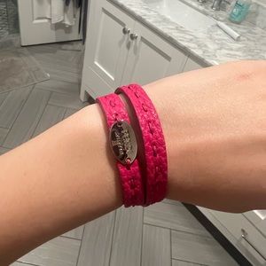 Fendi Selleria leather double wrap bracelet